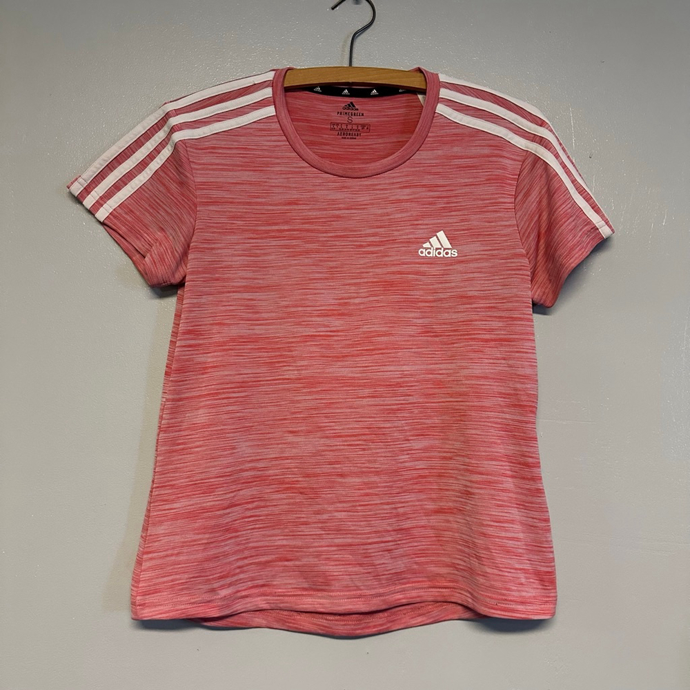 Women's Adidas Pink & White Short Sleeve Tee Size small athletic
